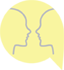 Outline of two faces looking at each other: SOCIAL Bounce Back Factor